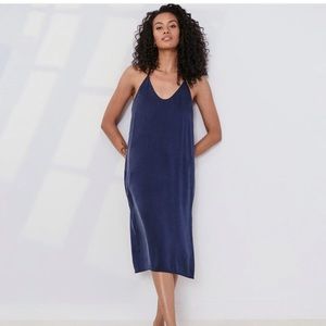Lunya Washable Silk Slip Dress - Navy
